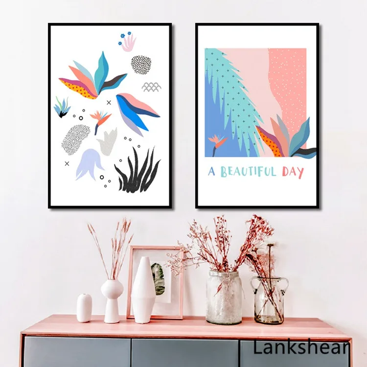 

Modern Abstract Cartoon Pink Wall Art Canvas Painting Nordic Posters And Prints Cartoon Wall Pictures Girl Baby Kids Room Decor