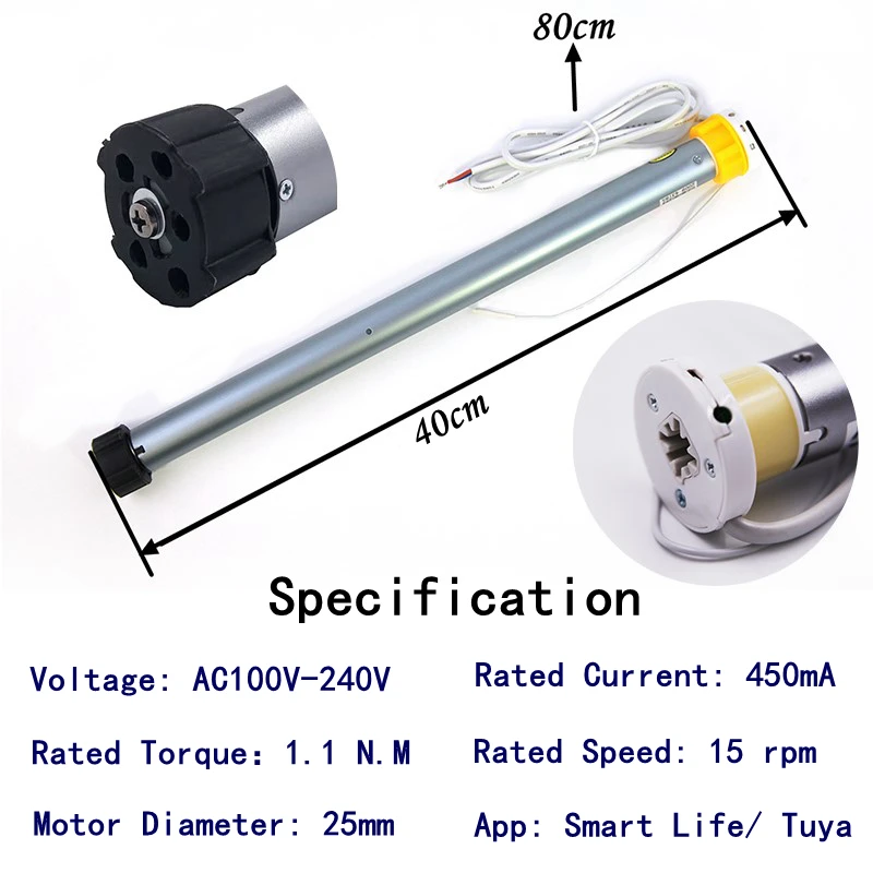 Motor Tubular para persiana enrollable eléctrica, dispositivo automático  con Wifi, tubo de 38mm, sin Dongle, Tuya, 25mm, 110V-220V