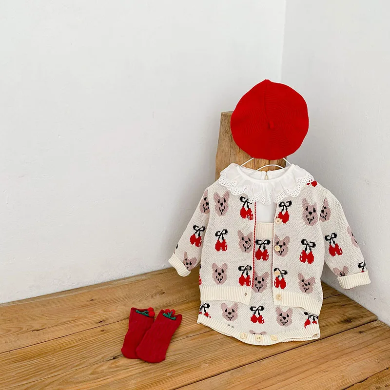 MILANCEL 2022  Spring New Baby Clothes Set Toddler Sweaters Bear Bodysuits  Pcs Girls Suits baby clothes penguin set