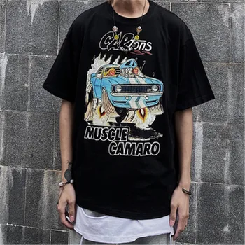 

Hip Hop Oversize Men Cotton Tshirt Tops Tees Cartons Cute Graffiti Print High Street Vintage Women T-Shirts Camisetas Hombre