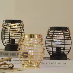 INS wind simple wrought iron LED decorative light romantic dining table bar counter study bedroom corridor homestay lantern