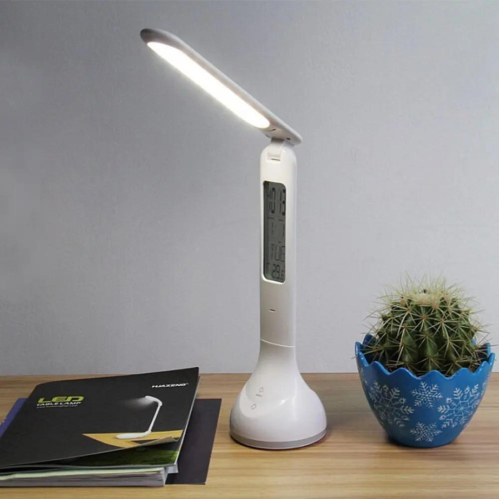  Foldable Led Desk Lamp Dimmable with Calendar Temperature Alarm Clock Atmosphere Colors Changing Bo