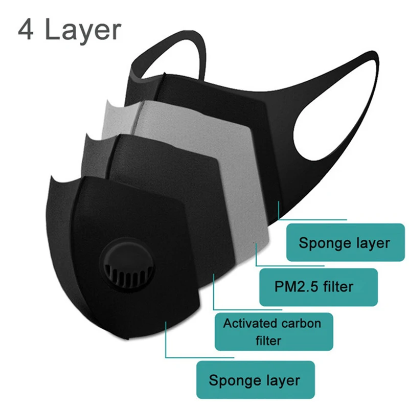 

Thickened Mouth Masks Anti-fog Haze Dust PM2.5 Masks Breathing Valves Masks for Men Women VH99
