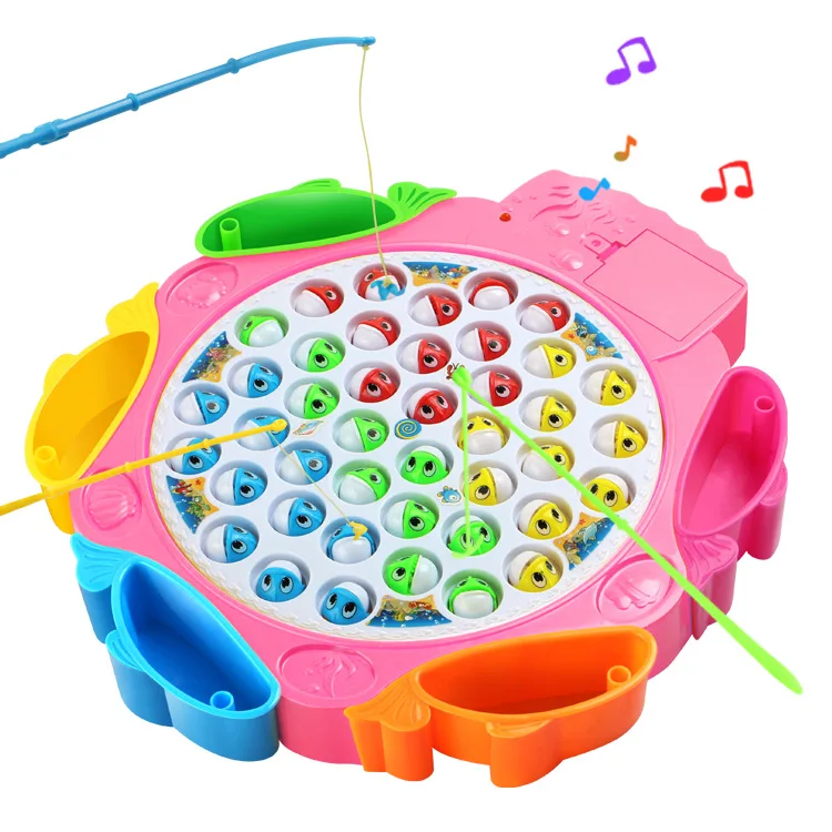 

Children'S Educational Rotating Fishing Toys Concert Rotation Will Sing with Fishing Rod Parent And Child Game Power-driven Fish