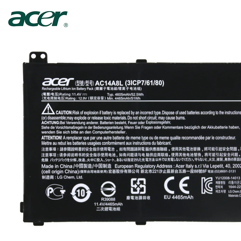 Аккумулятор для ноутбука acer Aspire VN7-571 VN7-571G VN7-591 VN7-591G VN7-791G KT.0030G. 001 аккумулятор большой емкости 11,4 V 4605 мА/ч, AC14A8L