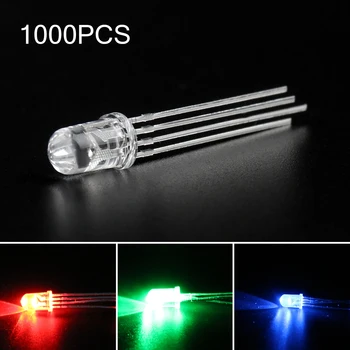 

Areyourshop 1000Pcs 5mm RGB LED Water Clear Super Bright Common Cathode Light Emitting Diode