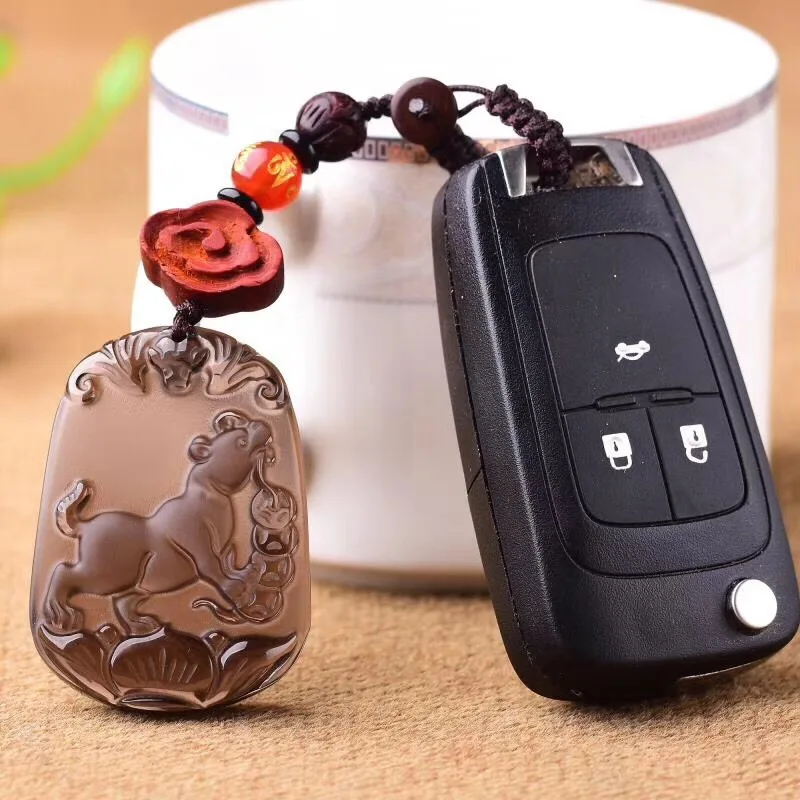 

Natural Ice-like Obsidian Chinese Zodiac Keychain Ice Crystals Chinese Zodiac Bag Hanging Price Accessories lotus zhu Agate