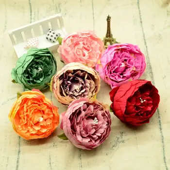 

6 Pieces 8CM Artificial flowers silk flower Christmas home decor wedding hat DIY material flower flower head tea bud rose flower