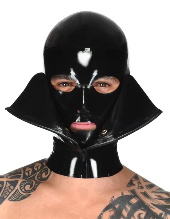

(Latex 35) New Style Butterfly Hood Latex Enclosure Fetish Mask For Men All zipped Latex MASK