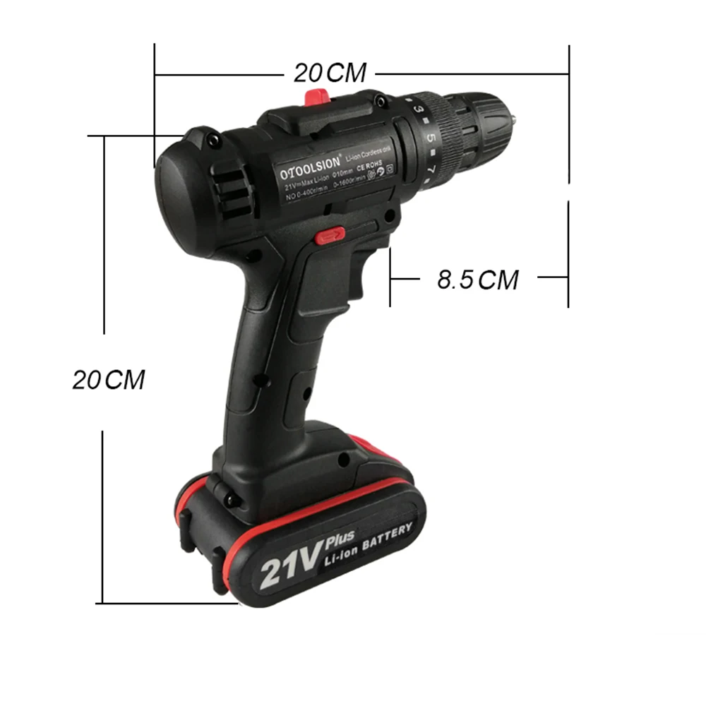 21V Portable Cordless Hand Drill Electric Drill Multifunctional Cordless Screwdriver Handheld Power Tools With Plastic Box (5)