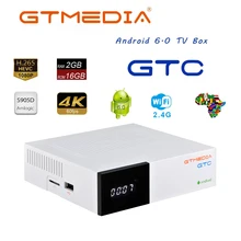 Gtmedia gtc 4k android caixa de tv receptor youtube DVB-S2 DVB-T2 cabo bluetooth 4.0 receptor satélite hd 1080p ccam espanha caixa