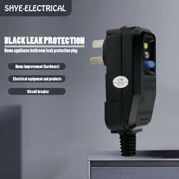 

Black Leakage Protection 3-Pin Plug 10A Dishwasher Appliance Leakage Protection Plug Household Kitchen Bathroom Appliance Plug