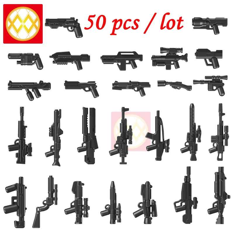 50pcs/lot War mobile games WW2 Soldiers weapons pistols rifles shock waves Building block Toys Figures Children