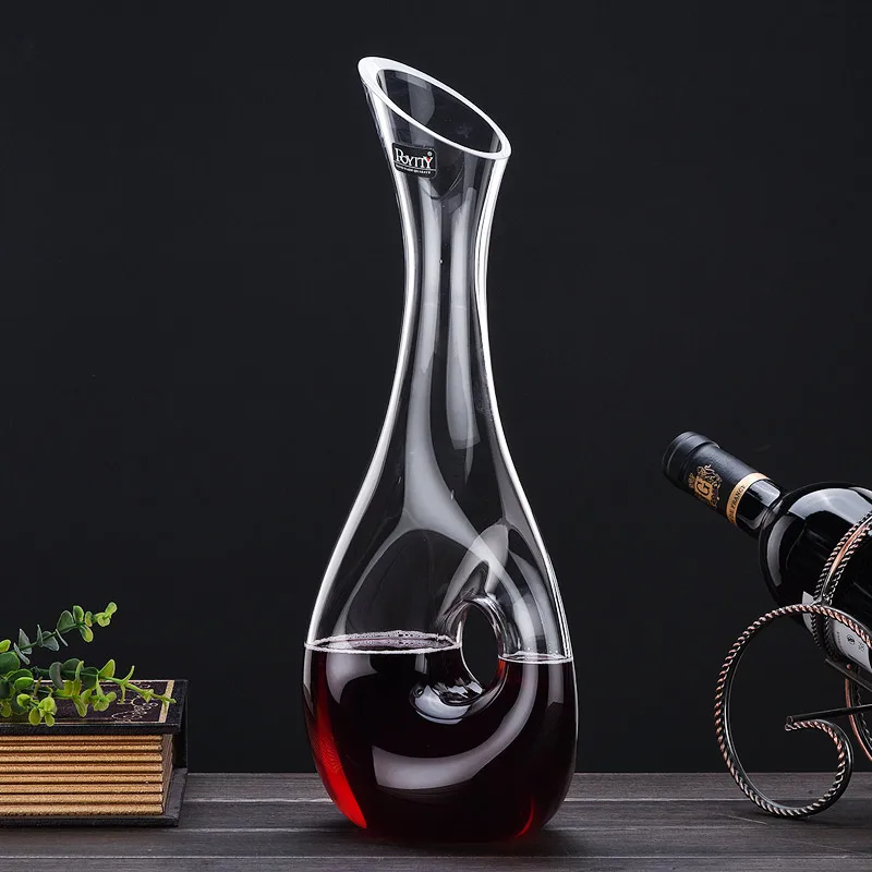 Flat Base Red Wine Decanter 1000ML Superior Handmade Crystal Wine Pourer Premium Water Carafe Thickened Wall