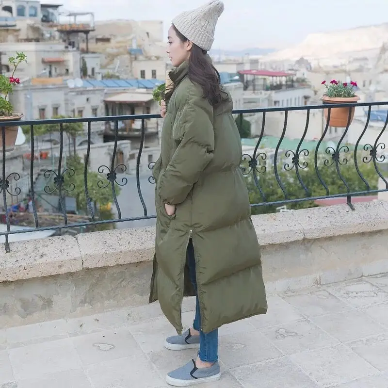 

Mid-length down Coat Cotton-padded Clothes Women's 2017 Winter New Style Korean-style Students Loose Thick over-the-Knee Hooded