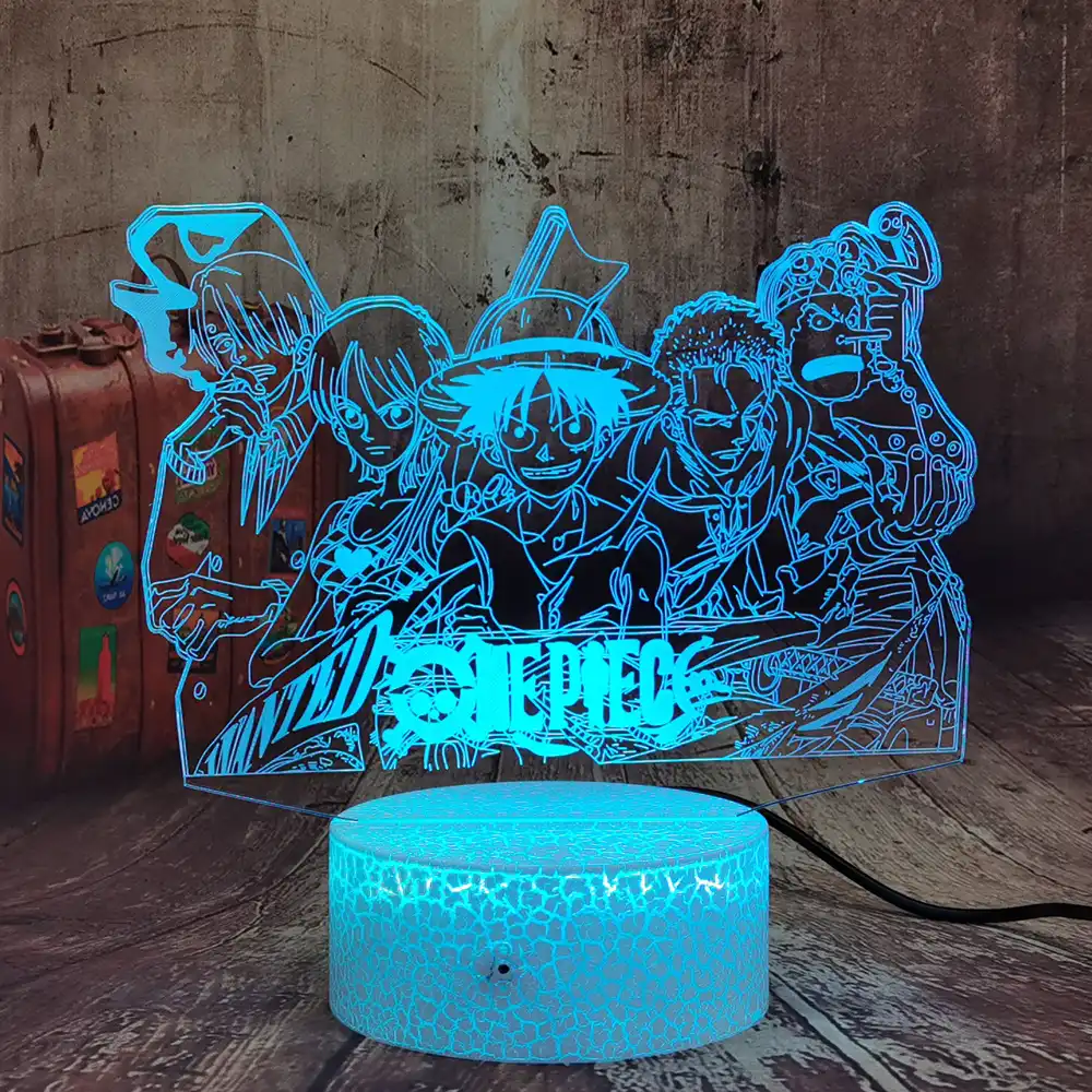 ワンピース夜の光ルフィサンジゾロナミウソップグループ3d Ledイリュージョンランプベビー睡眠ベッドサイドランパラアニメランプ子供のおもちゃ Led Night Lights Aliexpress