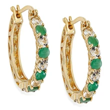 

Wholesale Zircon Hoop Earrings Green Crystal Round Drop Stone Earrings Boho Gold Color Bride Wedding Earrings For Women