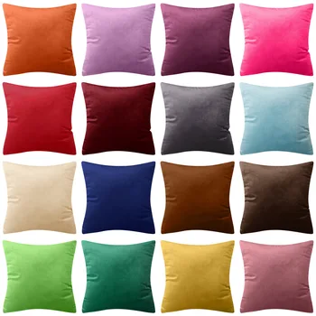 

45x45cm Home Textiles Flannel Pillow Case Solid Color Decorative Cushion Cover for Office Home Sofa Chair