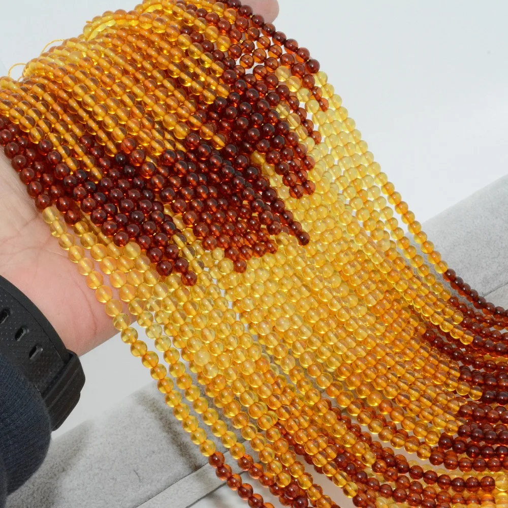 

Натуральный Балтийский мед + янтарные круглые бусины Congac россыпью 5,5 мм