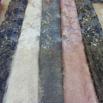 

New Arrival Organza Sequins Lace Fabrics African Nigerian Tulle Mesh Lace Fabric for Wedding Tassels Lace Fabrics with Sequins