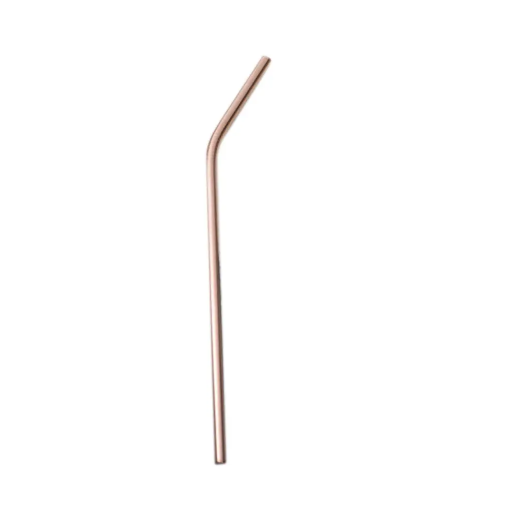 rose gold (L) Горячая Распродажа 304 соломинки из нержавеющей стали, пригодные для использования, соломинка для питья, металлическая соломинка, щетка для чистки соломы, набор для питья, чая, бара, Прямая поставка - Цвет: rose gold (L)