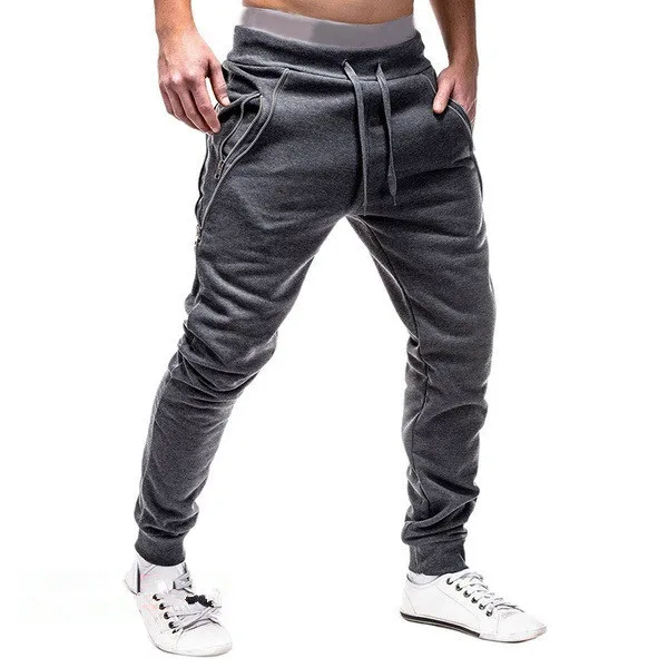 Fashion Men Sweatpants Slacks Elastic Sport Baggy Pockets Trousers Pants L0