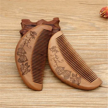 

1pc Natural Peach Wood Comb Close Teeth Anti-static Head Healthy No-static Massage Hair Care Wooden Haircut Tool