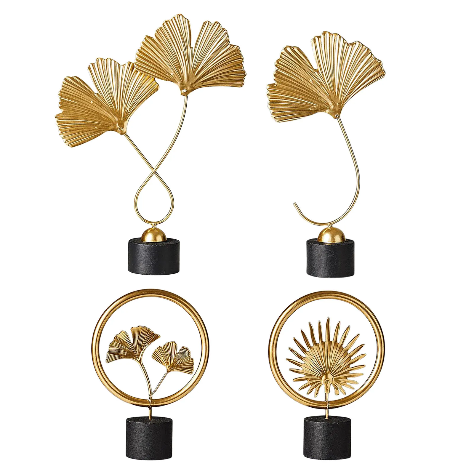 Small Iron & Wooden Sculpture Accent Piece,Modern Decorative Object for Home, Office, Table and Desktop