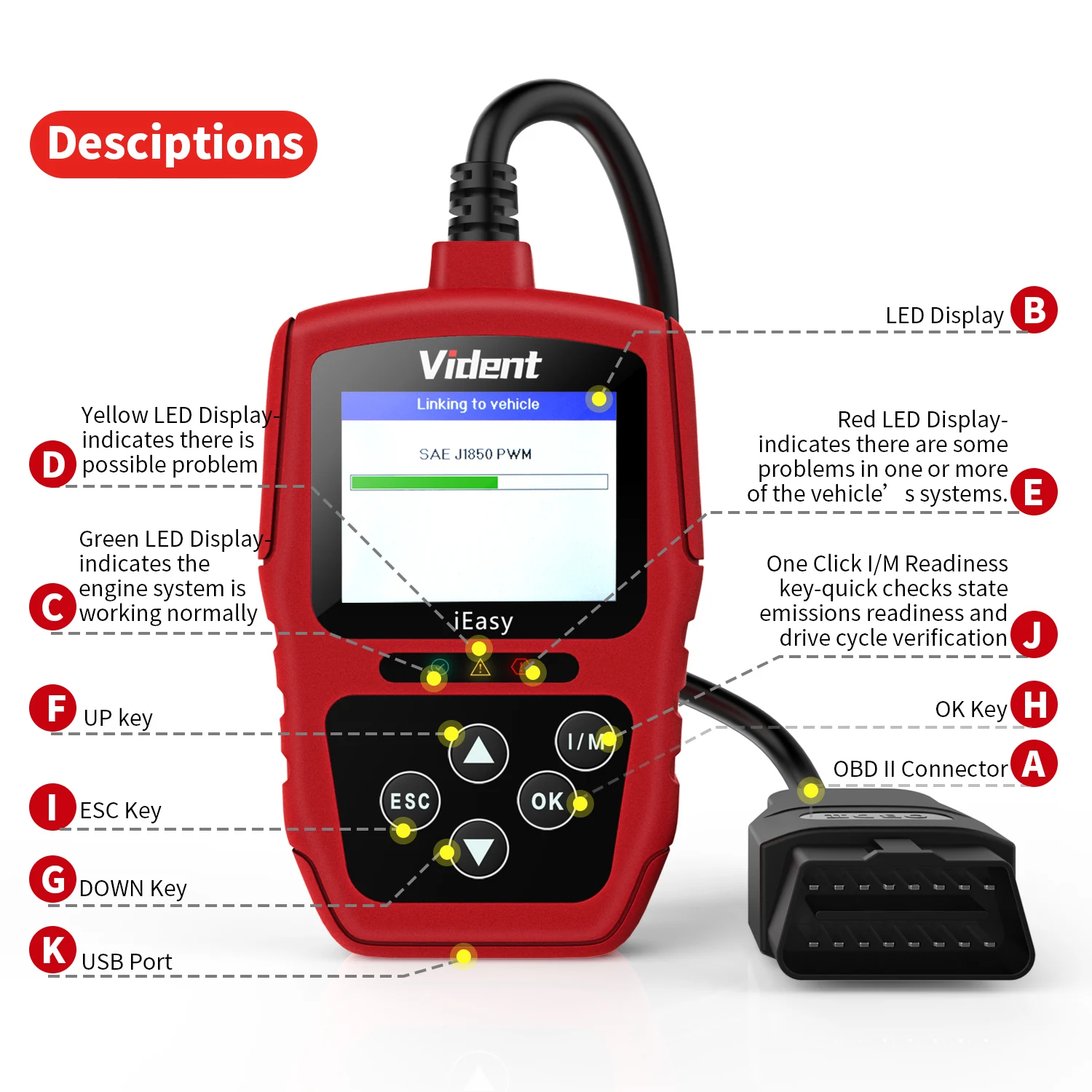 Автомобильный диагностический инструмент Vident easy300 OBD2 сканер универсальный OBDII/EOBD может считывать код на нескольких языках бесплатное обновление PK AL319 NT201