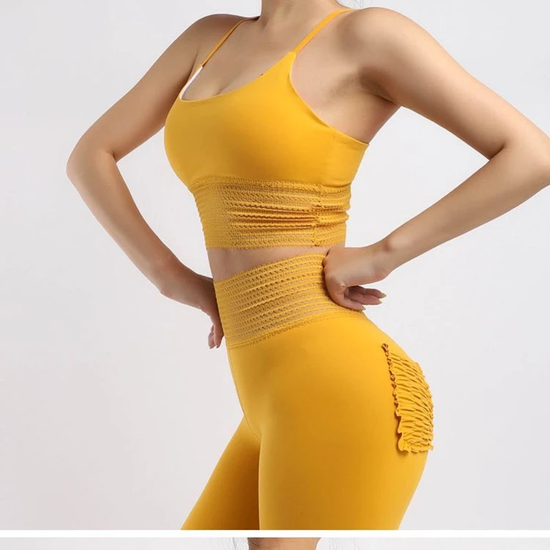 Imlario New Sports Bra Lake Blue Exercise Yoga Tank Racerback Medium Support Workout Tops Absorb Sweat Women Active Sportswear - Цвет: Yellow bra