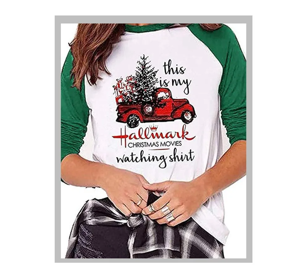 Горячая Распродажа, модные футболки с круглым вырезом и надписью This Is My Hallmark Christmas Movies Watching, футболки с машинками, рождественские женские футболки