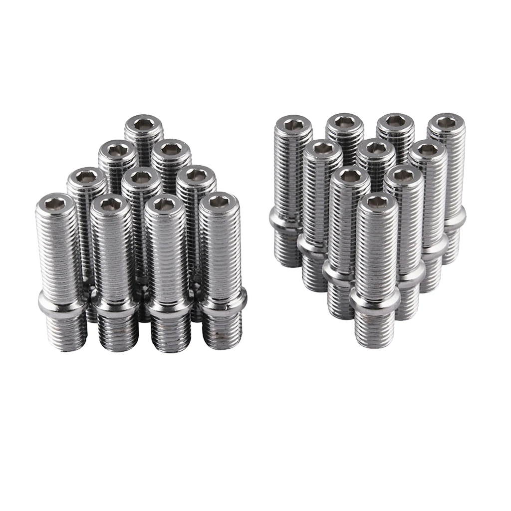20pcs Silver Extended Wheel Stud Conversion M14*1.5-M12*1.5 5cm For BMW