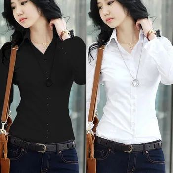 

Spring Autumn Career Shirt Female Long-sleeved Slim Shirt Formal Blouse Overalls Office Slim OL Blouse