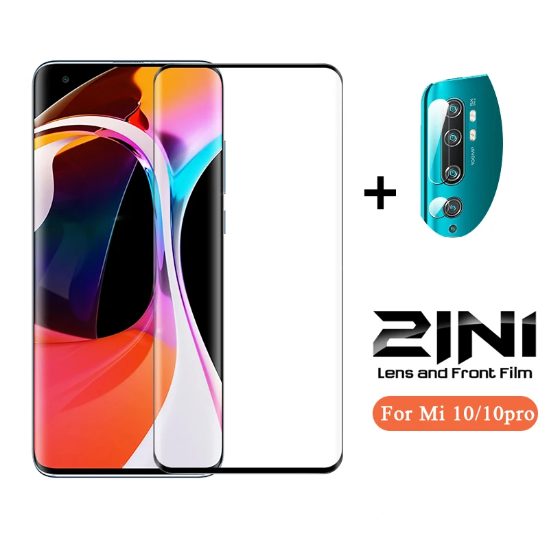 2 in 1 Tempered Glass For Xiaomi Mi Note 10 pro Camera Lens Protective On Pro Screen Protector | Мобильные телефоны и