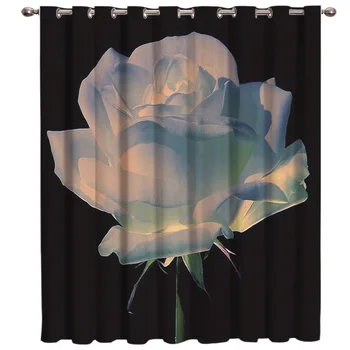 

Abstract White Petal Floral Fabric Kids Window Treatment Hardware Sets Curtain