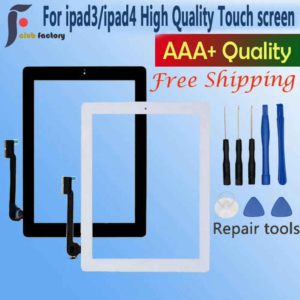 

New Touch Screen For iPad 3 4 iPad3 iPad4 A1416 A1430 A1403 A1458 A1459 A1460 LCD Outer Digitizer Sensor Glass Panel Replacement