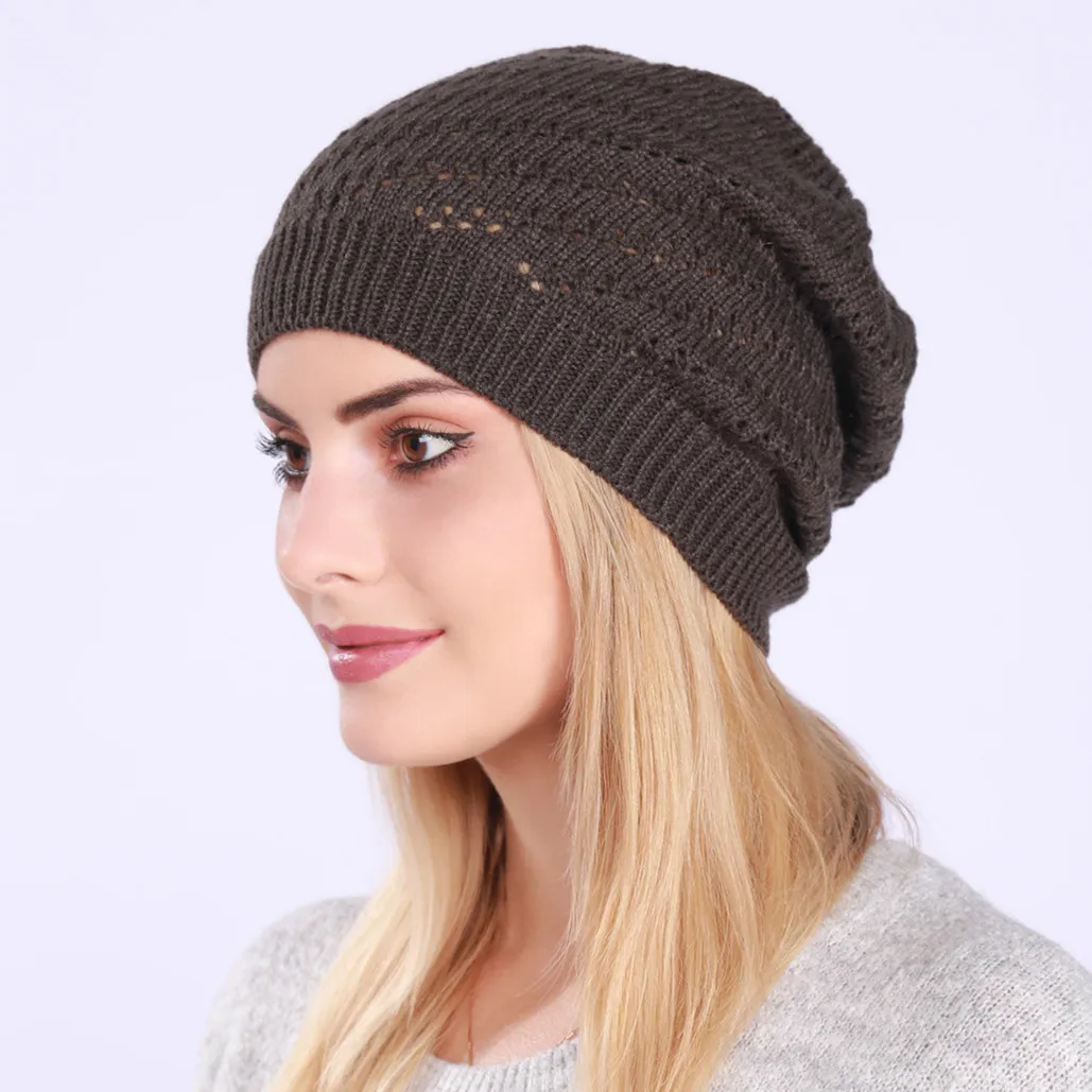 Fashion New Women Beanies Skullies Hat Cap Lady Spring Autumn Winter Solid Knitted Hollow Out Casual Bone Soft Cap Hat For Women 3