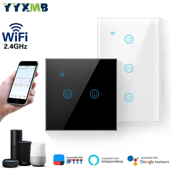 

Touch wifi Switch Smart Light Switch Panel Wall interruptor 1/2/3 Gang US EU Standard Work with Alexa Google Home