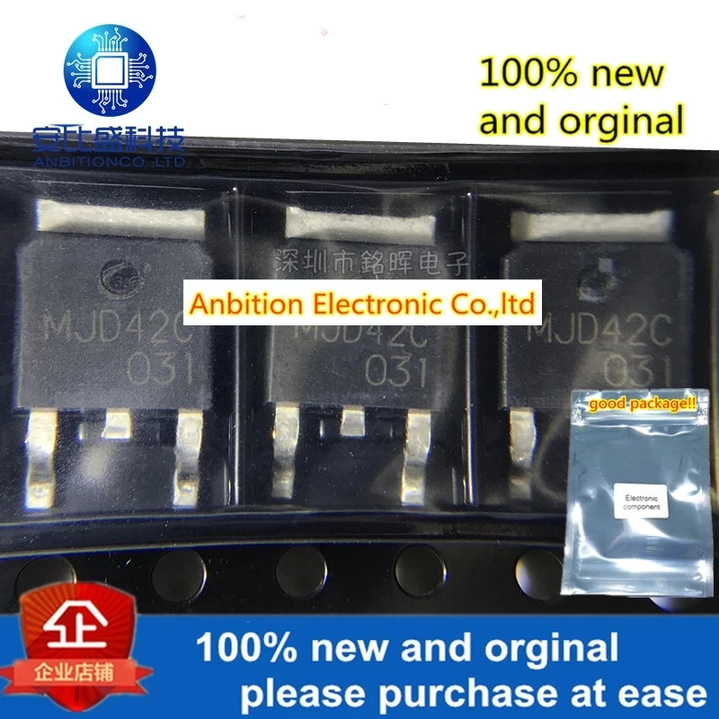 

10pcs 100% new and orginal MJD42C MJD42 6A 100V PNP TO252 Darlington transistor in stock