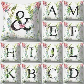 

1Pcs Flower Plant Decorative Pillow English Alphabet Letter Cushion Cover Polyester Pillow Case Sofa Kussenhoes Home Decor 40916