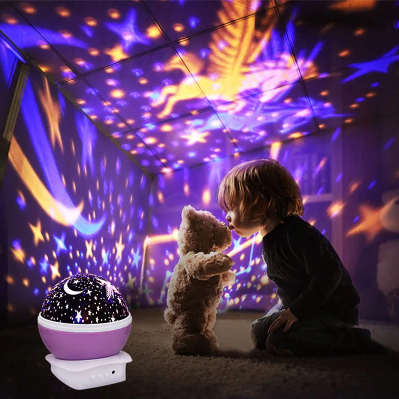 2pcs Romantic Starry Star Master Projector Light Moon Sky Rotating Night Projection Lamp for Children Baby Bedroom Gift | Лампы и
