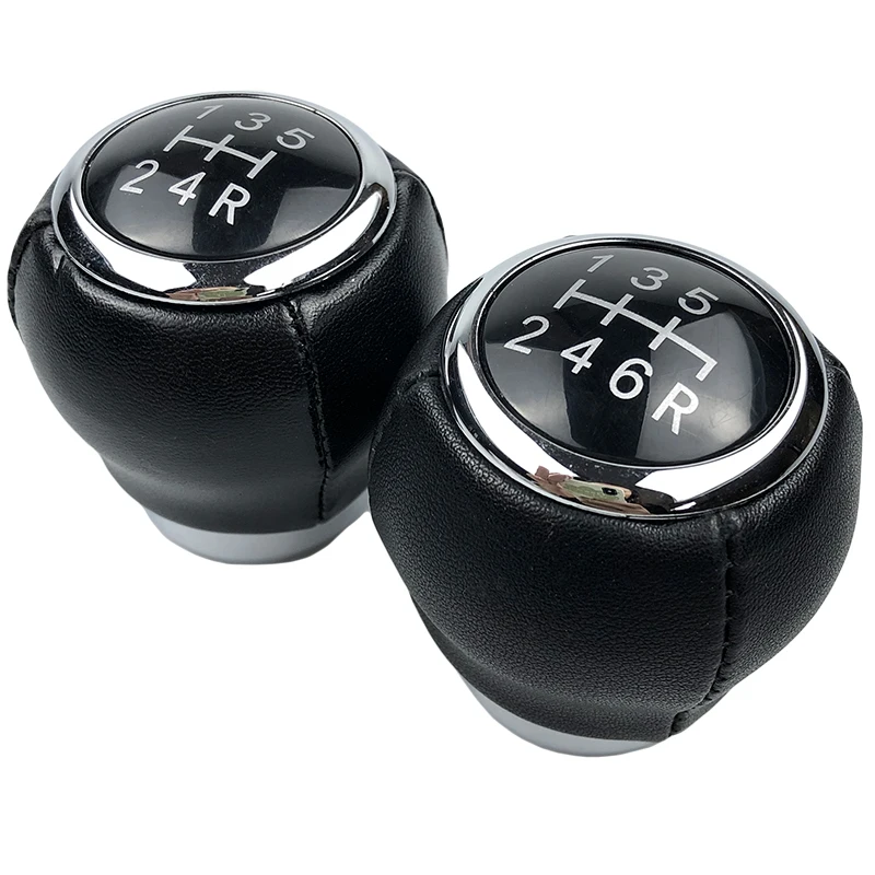 Black Leather Covered 5/6 Speed Gear Stick Shifter Lever Shift Knob For