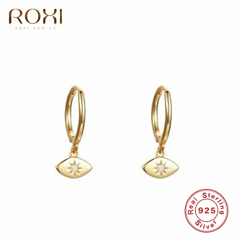 ROXI новые маленькие серьги из стерлингового серебра 925 пробы для женщин Мини Подвеска из циркона сглаз маленькие серьги-гвоздики висячие серьги подарок