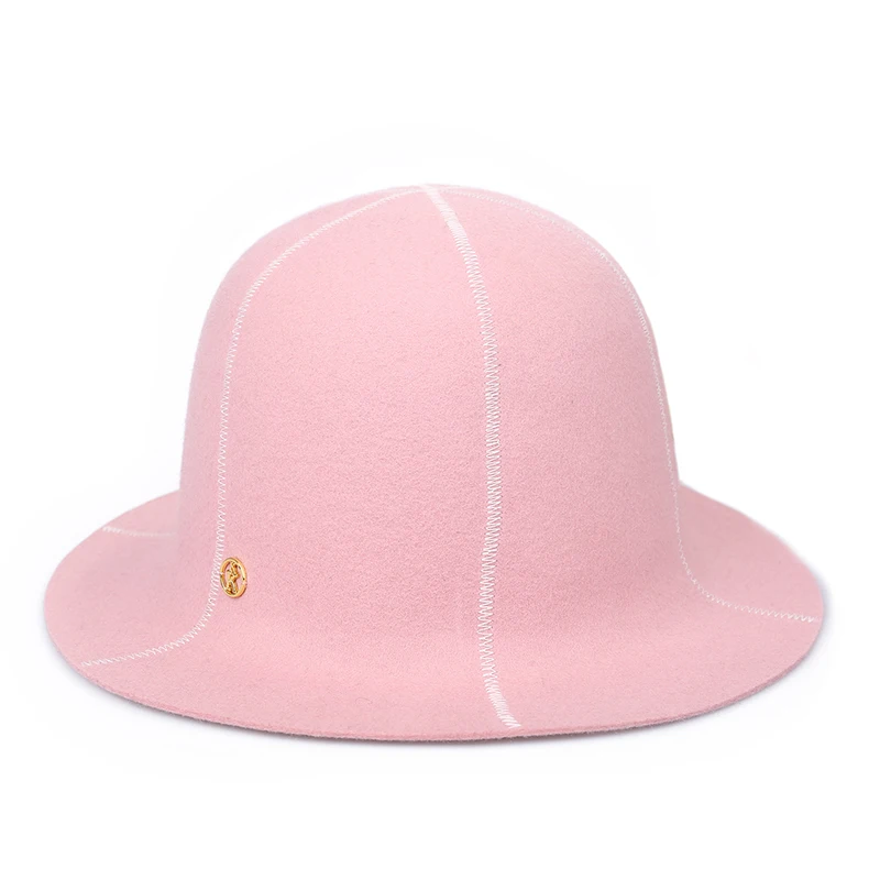 Sedancasesa Wool Felt Fedora Hats for Women Autumn Winter Fashion Style Warm Soft Foldable Striped Ladies Bucket Hats FW292008