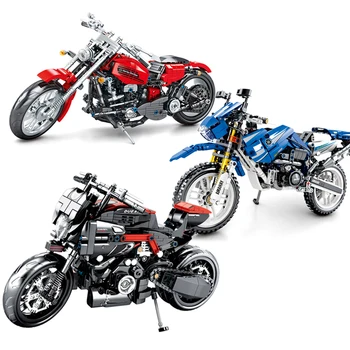 

Motorcycle Technic Compatible Moto Racing Motorbike City Vehicle Sets Off Road Model Building Blocks Kids Toys