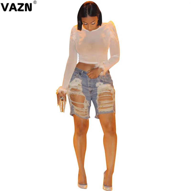 VAZN LSL63307 специальный продукт Осенняя Сексуальная Женская белая однотонная футболка футболки с круглым вырезом и длинным рукавом, сексуальные женские уличные облегающие футболки