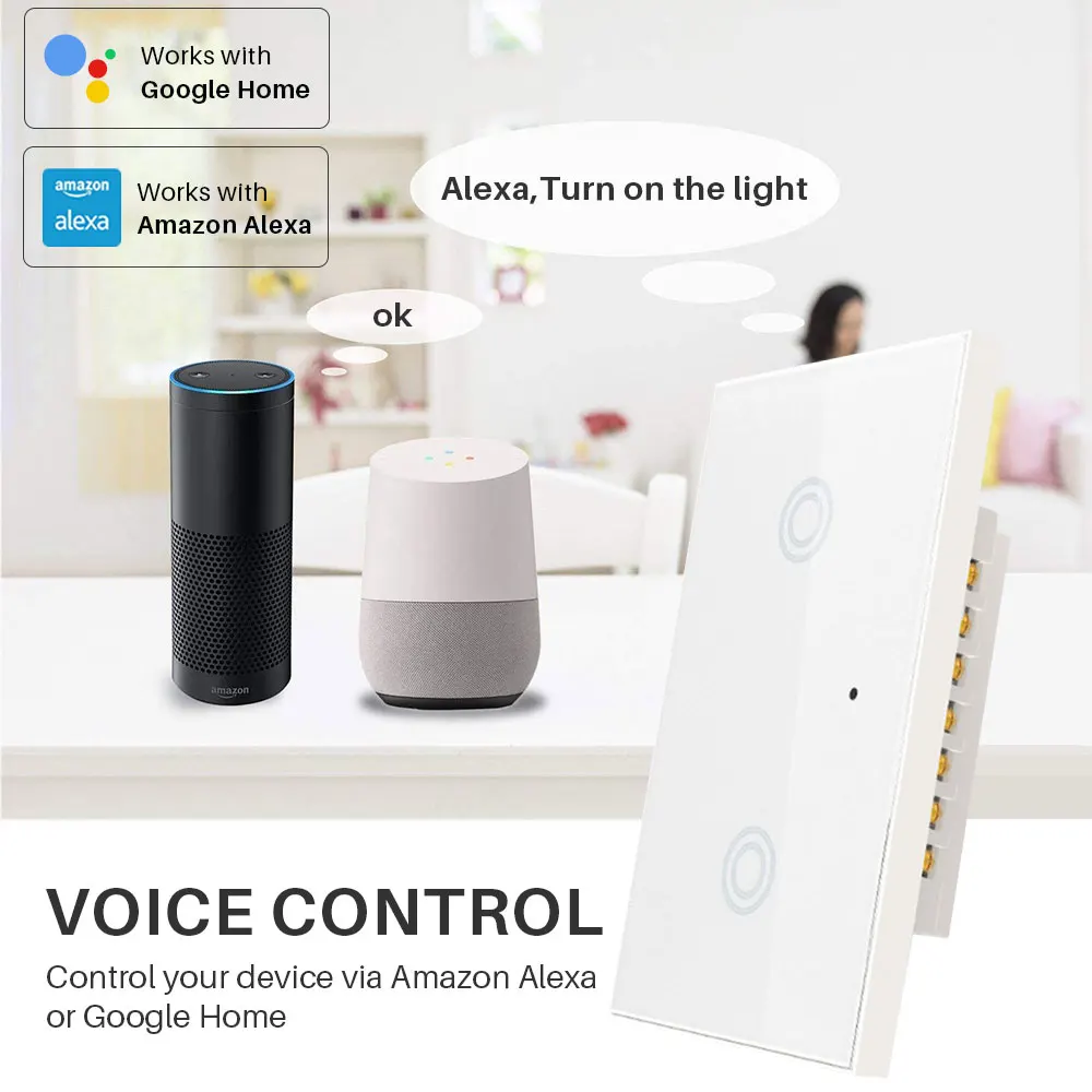 Smart Wifi Wall Light Switch Touch US APP Remote Smart Home Automation Wall Touch Switch Works With Alexa Google Home
