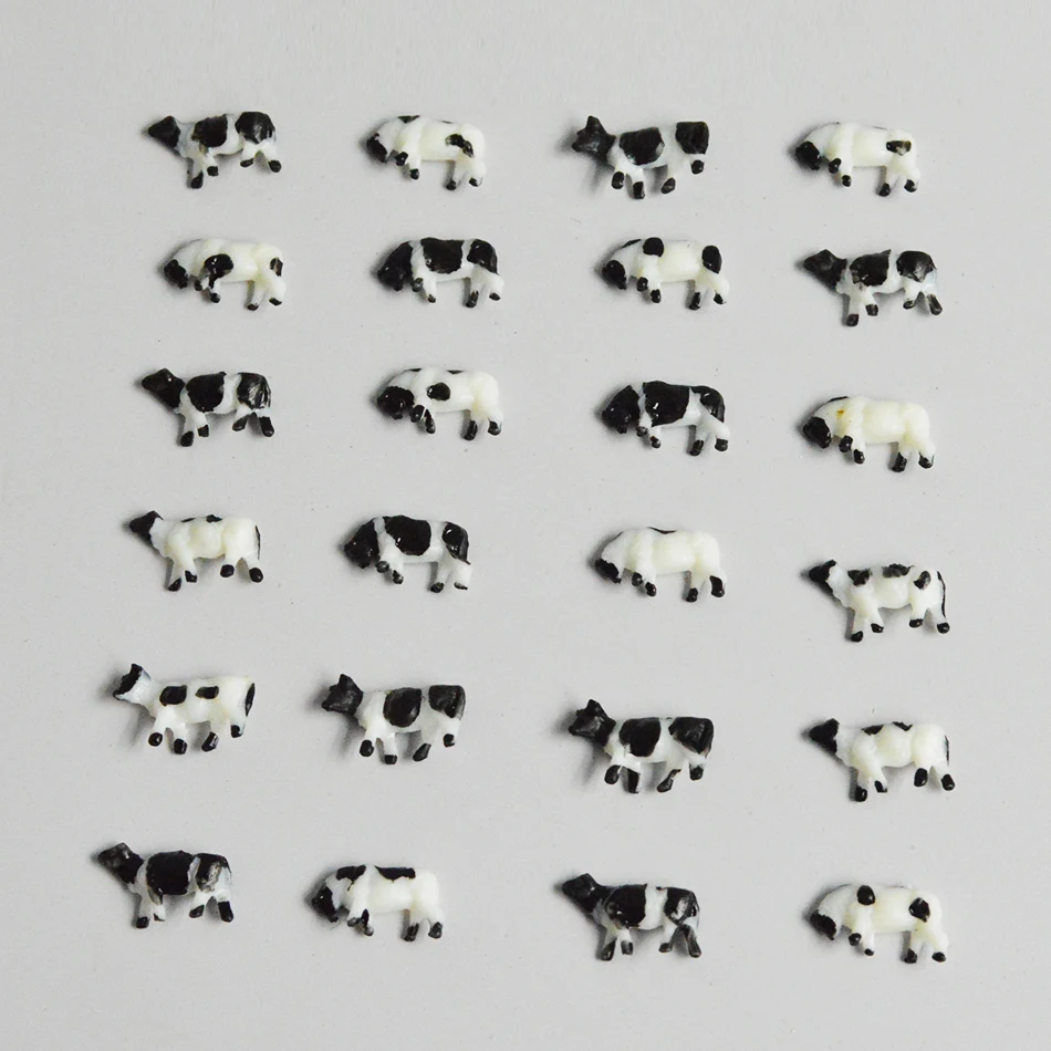 

1/150 Scale Mini Model Cow Black And White For Construction Train Building Road Landscape Sand Table Layout Diorama Plastic