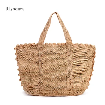 

Diysomes Love Grass handmade crochet straw bag female forest beach travel vacation handbag