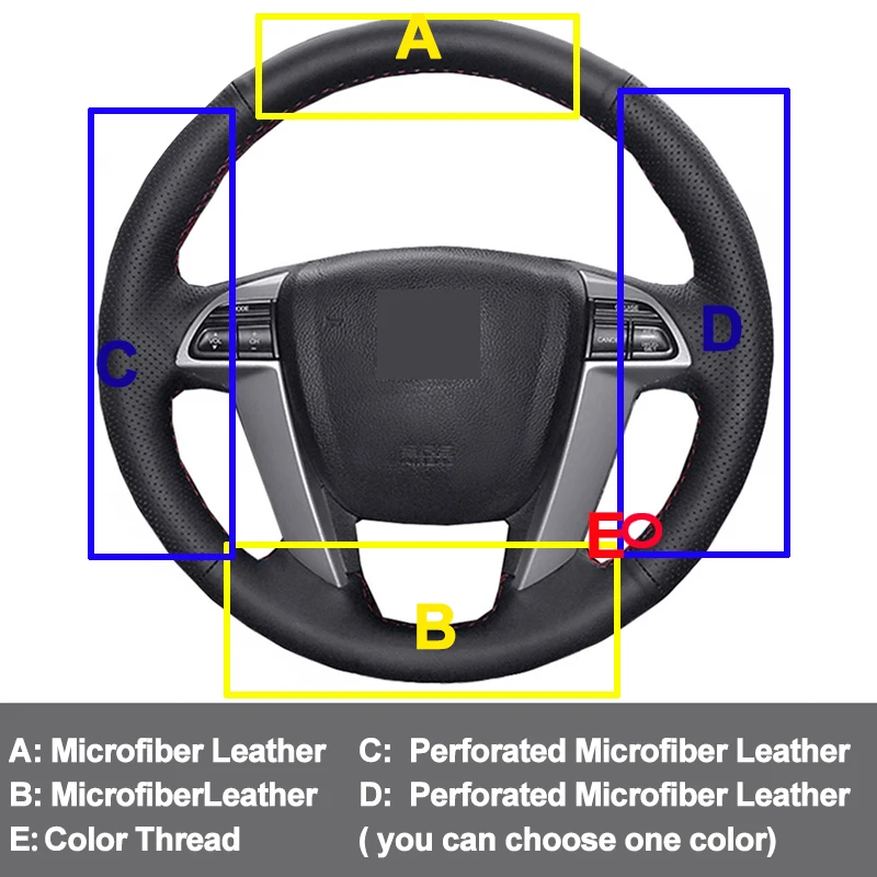 Автомобильная крышка рулевого колеса для Honda Accord 8 2008-2012 Odyssey 2011- Crosstour 2012 Pilot 2009- Funda Volante 2009